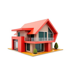 Modern house model with vibrant colors.