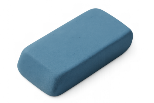 Blue eraser isolated on transparent background is waiting to correct mistakes
