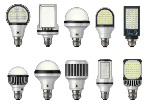 Various LED light bulbs showcasing different designs and features for illumination