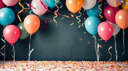 colorful balloons and confetti
