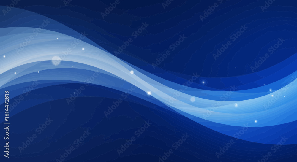 Aufkleber elegant abstract blue wave background with bokeh lights and smooth curves