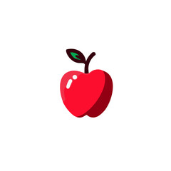 Flat Apple Fruit Icon Vector Illustration Isolated on White Background