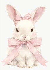 Obraz premium Coquette rabbits illustration animal pastel.