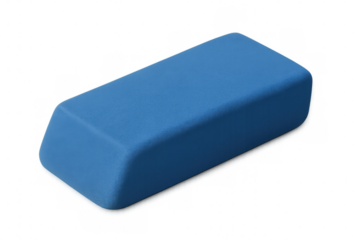 Blue eraser lying on transparent background