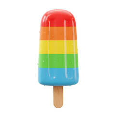 Rainbow Popsicle 3d rendered, isolated on transparent background