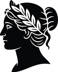 Classical profile laurel wreath woman head