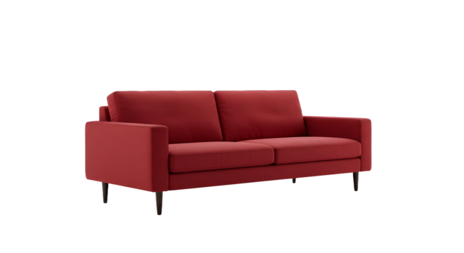 Modern Red Sofa in Minimalist Living Room Interior - Comfortable Seating for Home or Office - Powered by Adobe