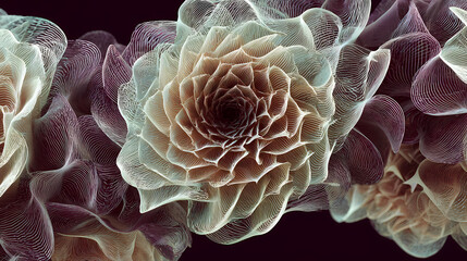 tripartite tension of botanical compression wrapped in bleached topographic spiral