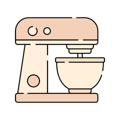 Mixer Flat design style, electric stand mixer icon, used in baking processes, ideal for kitchen tools illustrations or cooking content.