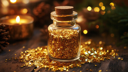 bottle gold glitter aromatherapy