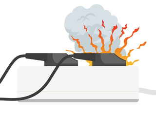 Plug with electric shock, Overload plug in power, Short circuit burning electrical
