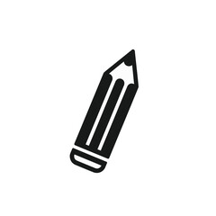 A simple, stylized black icon of a sharpened pencil, angled diagonally against a white background, representing writing or drawing.