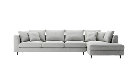 Modern Light Gray Corner Sofa with Cushions - Comfortable Living Room Furniture