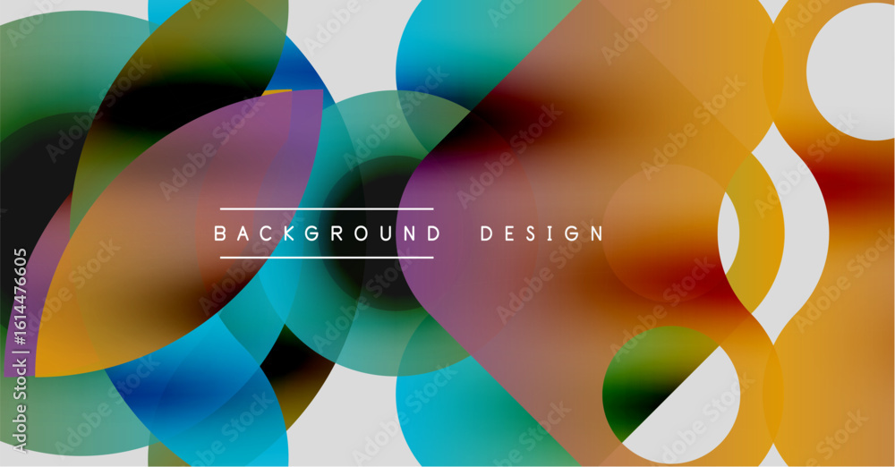 Poster abstract colorful shapes overlap. vibrant hues blend, creating dynamic visual texture. modern design