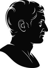 Man profile silhouette black white