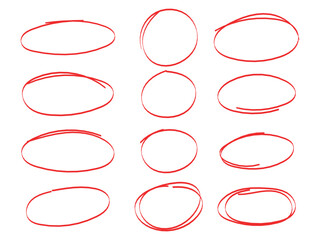 Selection of highlights circle, set of pen brushes highlight