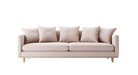 Fototapeta premium Elegant Beige Sofa with Cushions - Modern Living Room Furniture
