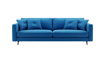 Fototapeta premium Elegant Blue Modern Sofa with Cushions for Living Room Interior Decor