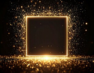 Gold square frame on dark background