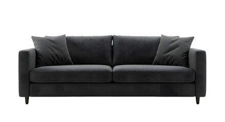 Fototapeta premium Elegant Black Sofa with Cushions - Modern Living Room Furniture for Stylish Interiors