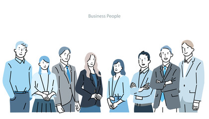 Man and woman - business person with fresh smile - business team startup illustration男性と女性ー爽やかな笑顔のビジネスパーソンービジネスチームのスタートアップイラスト素材