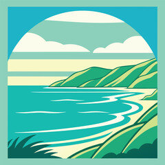 Beautiful bright painting with a captivating sea view