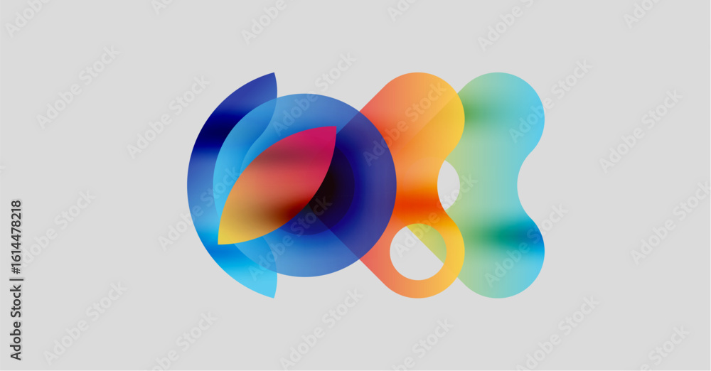 Aufkleber abstract colorful shapes overlap, creating dynamic visual composition. soft gradients suggest fluidi