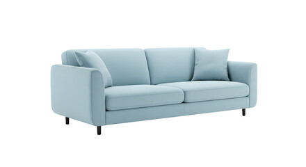 Fototapeta premium Light Blue Modern Sofa with Cushions for Living Room Interior Design