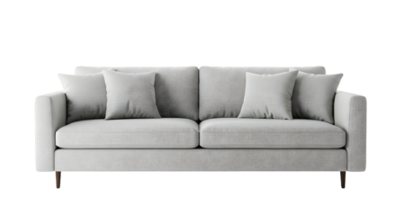 Modern Light Gray Sofa with Cushions - Elegant Living Room Furniture