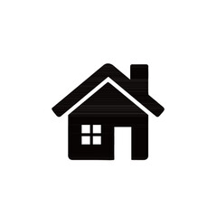 Simple black silhouette of a house icon, representing home.