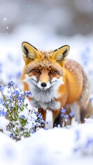 Obraz premium Fox in winter snow