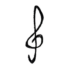 Treble clef doodle. Hand drawn musical symbol. Single element for print, web, design, decor, logo