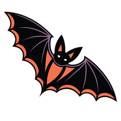 Obraz premium Black orange purple bat flying halloween animal