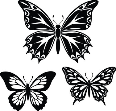 Elegant Butterfly Silhouette Collection Vector Art for Design and Decoration Projects