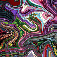 Colorful abstract swirl with intense greens, purples, reds, and blues. A dynamic fusion of nature-inspired colors and artistic movement.