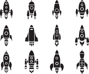 Rocket Silhouettes Vector Set