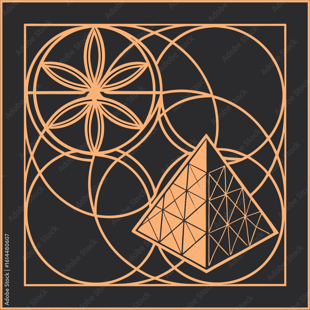 Poster minimal geometric outline pattern with abstract shapes