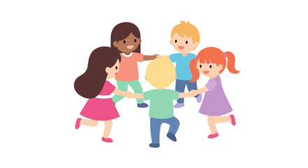 Diverse Group of Children Holding Hands in a Circle.
