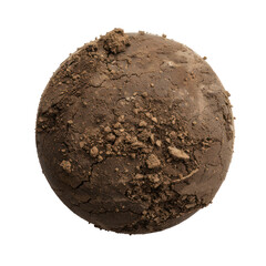 Naklejka premium A spherical object with a rough, earthy texture, possibly representing soil or mud, against a plain transparent background
