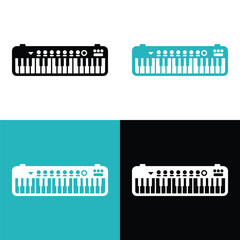 Vector Silhouettes of Piano Musical Instruments Set