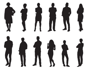 People Silhouettes Collection, Vector Illustration on White Background