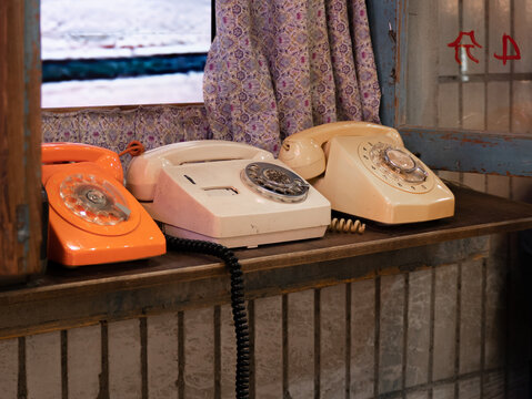 Old style telephones in the old Shanghai Shikumen era
