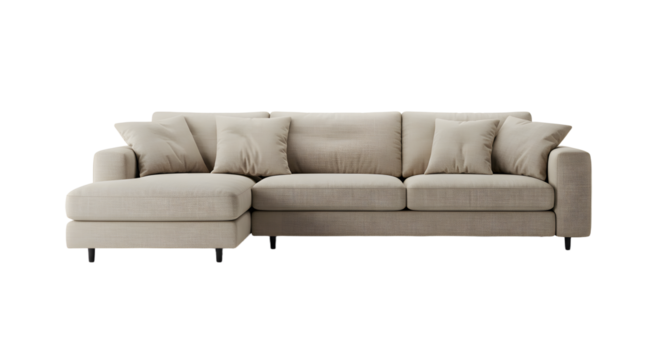 Elegant beige sectional sofa set in modern living room interior - Powered by Adobe