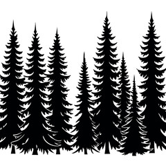 Fototapeta premium realistic-seamless-fir-tree-forest-border-silhouet.eps