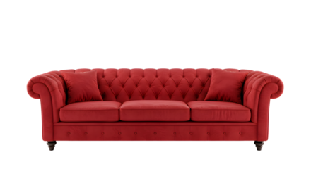 Elegant Red Velvet Couch with Classic Design for Living Room Decor
