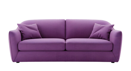 Fototapeta premium Elegant Purple Sofa with Cushions for Living Room Interior Decor