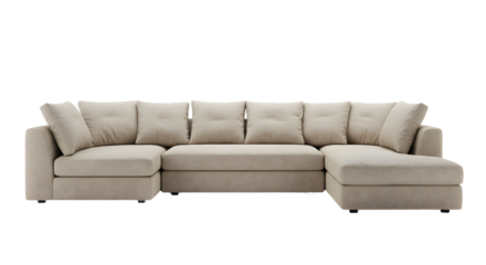 Modern Beige Sectional Sofa for Living Room, Comfortable and Stylish Upholstered Furniture