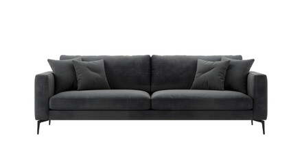 Fototapeta premium Modern Dark Gray Sofa with Cushions in Living Room Interior