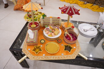 Wedding haldi ceremony close up photo