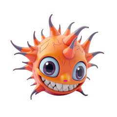 Animated orange character with spikes.